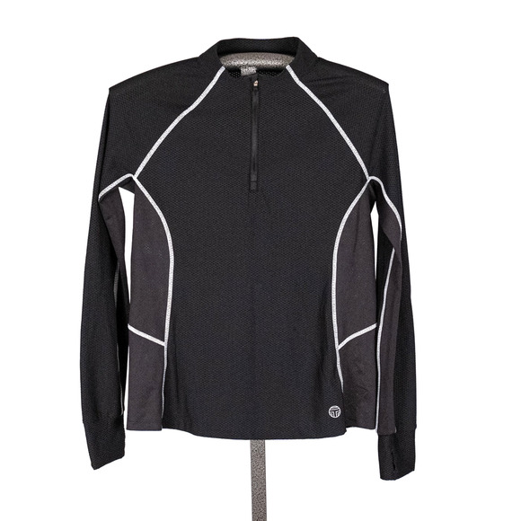 Tory Burch Sport Womens Mesh Quarter-Zip Pullover Activewear Athletic Top LARGE - Picture 1 of 7